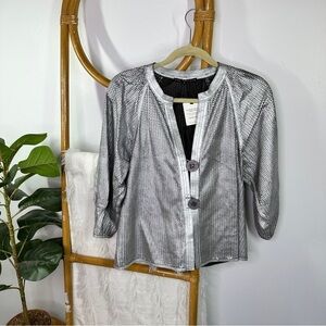 The Wrights Grey Silver Perforated Jacket sz 8